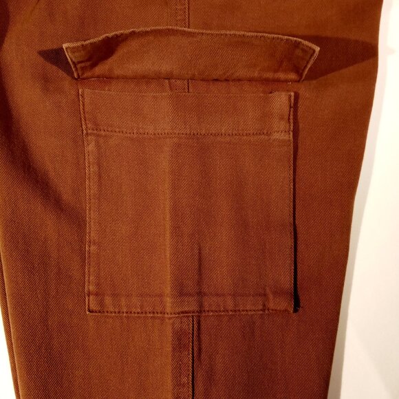 BROADWAY 38 Pants  sz 10  Med Brown  Boxy  Western  Wide-Leg  Cropped  Cargo NWT - Picture 8 of 9